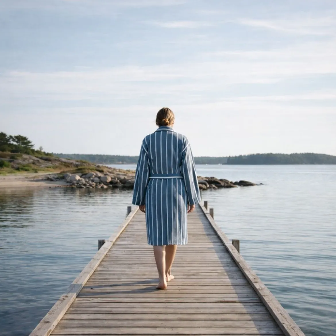 Bambus Badekåbe - M/L - Blå - Prima