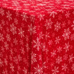 Juledug - Nervøs velour 150x300 cm - Rød med snefnug