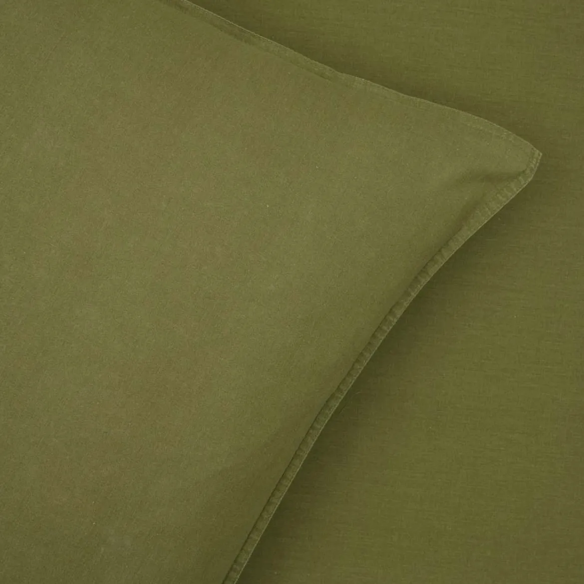 Sengesæt 200x200 cm - stonewash - oliven grøn - Luna Denmark