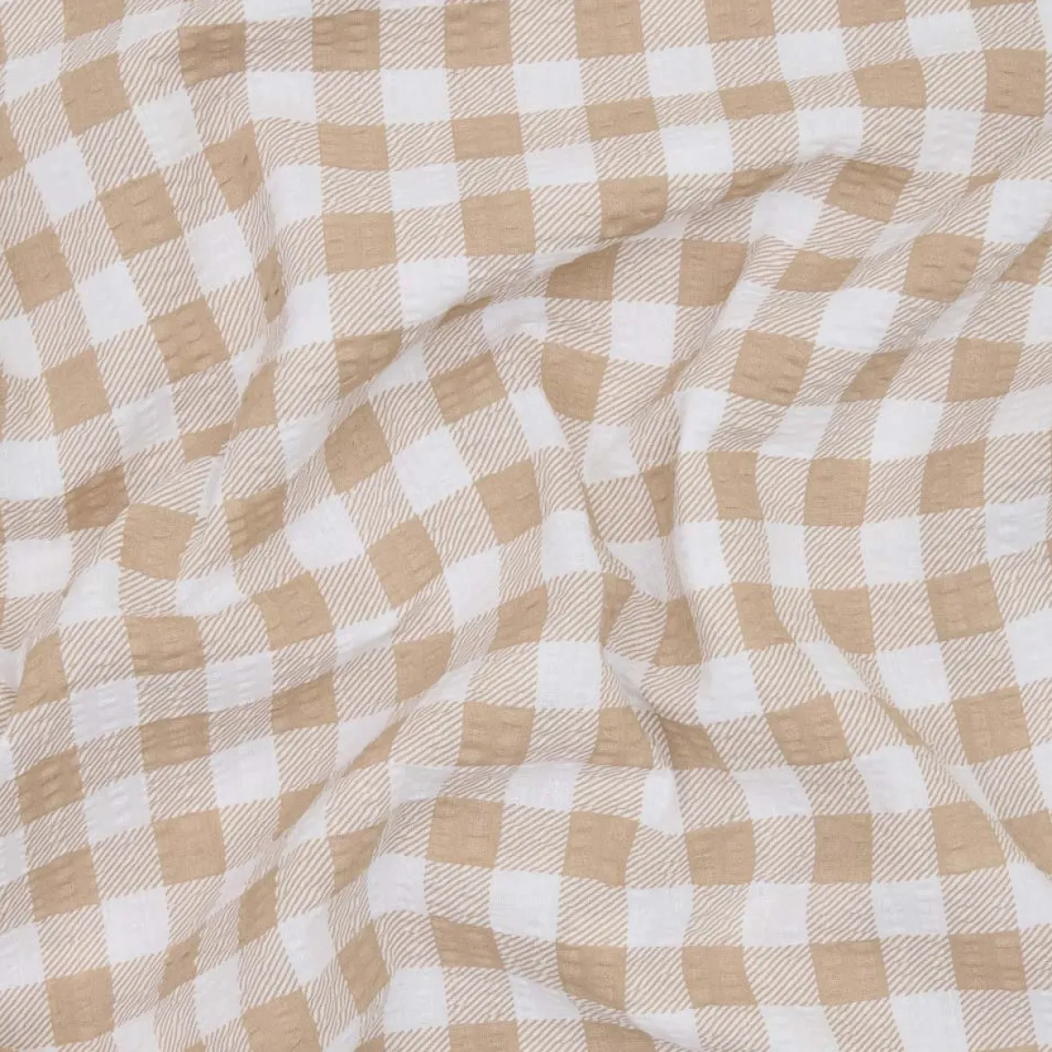 Sengetøj 200x220 cm - bæk og bølge - Check - mokka - Luna Denmark