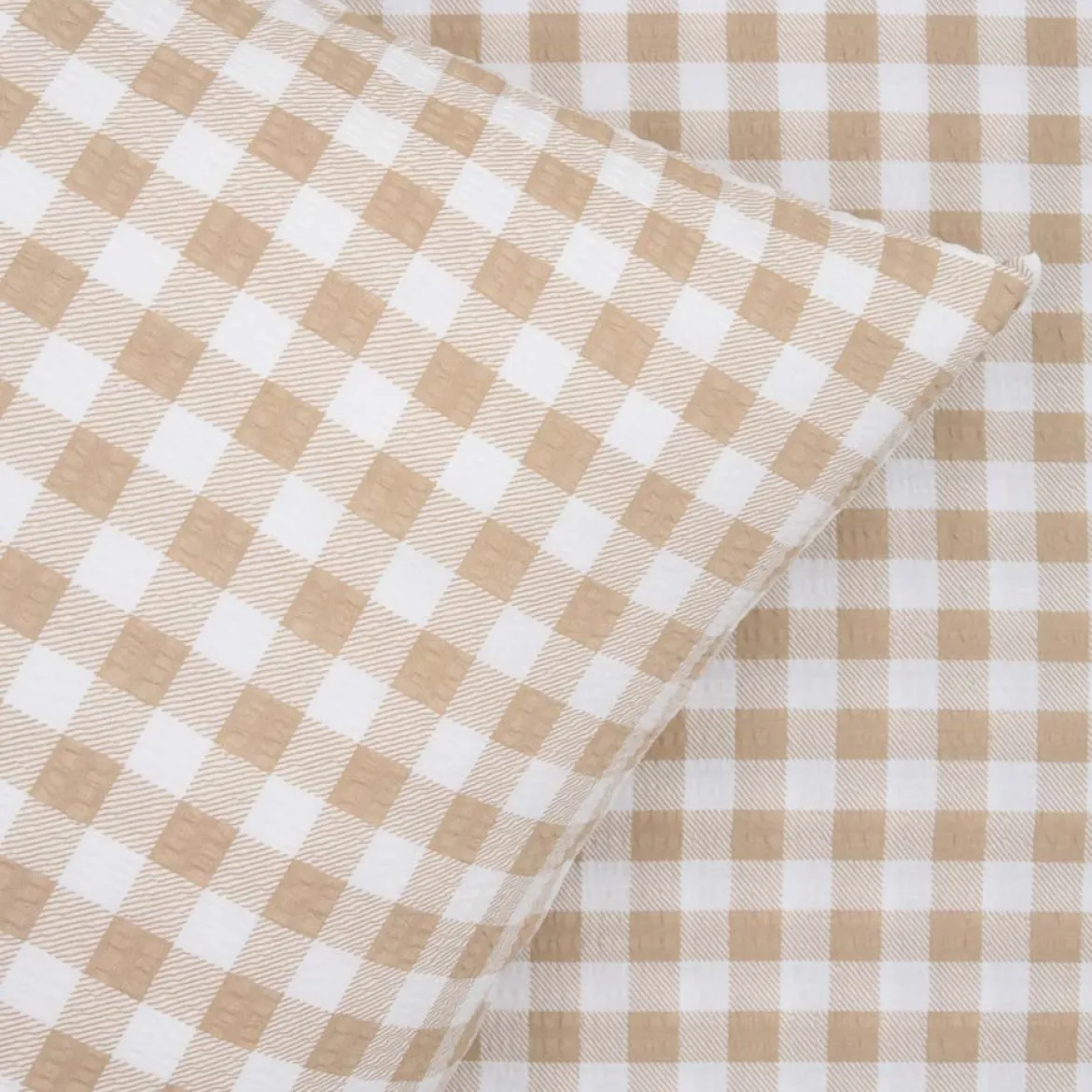 Sengetøj 240x220 cm - bæk og bølge - Check - mokka - Luna Denmark