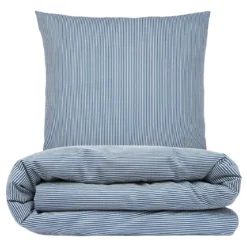 Sengetøj 140x220 cm - bæk og bølge - Stripe - blå - Luna Denmark