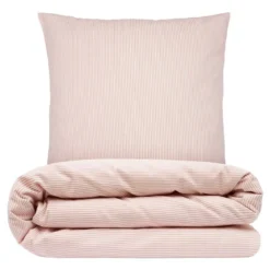 Sengetøj 140x220 cm - bæk og bølge - Stripe - rosa - Luna Denmark