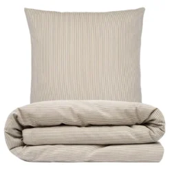 Sengetøj 140x220 cm - bæk og bølge - Stripe - taupe - Luna Denmark