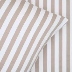 Sengetøj 140x220 cm - bomuldssatin - Bred strib - taupe - Luna Denmark