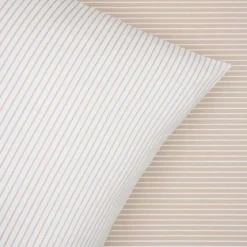 Sengetøj 140x220 cm - bomuldssatin dobbeltsidet - stribet - taupe - Luna Denmark