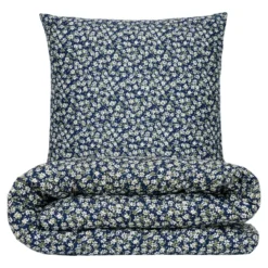 Sengetøj 140x220 cm - bomuldssatin - Irma - blå - Luna Denmark