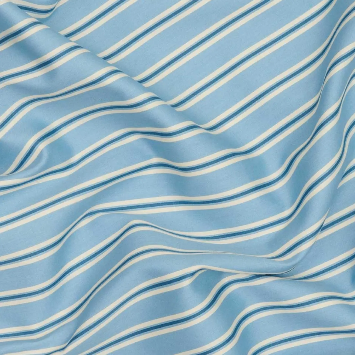 Sengetøj - 200x200 cm - bomuldssatin - Karl - blå strib - Luna Denmark