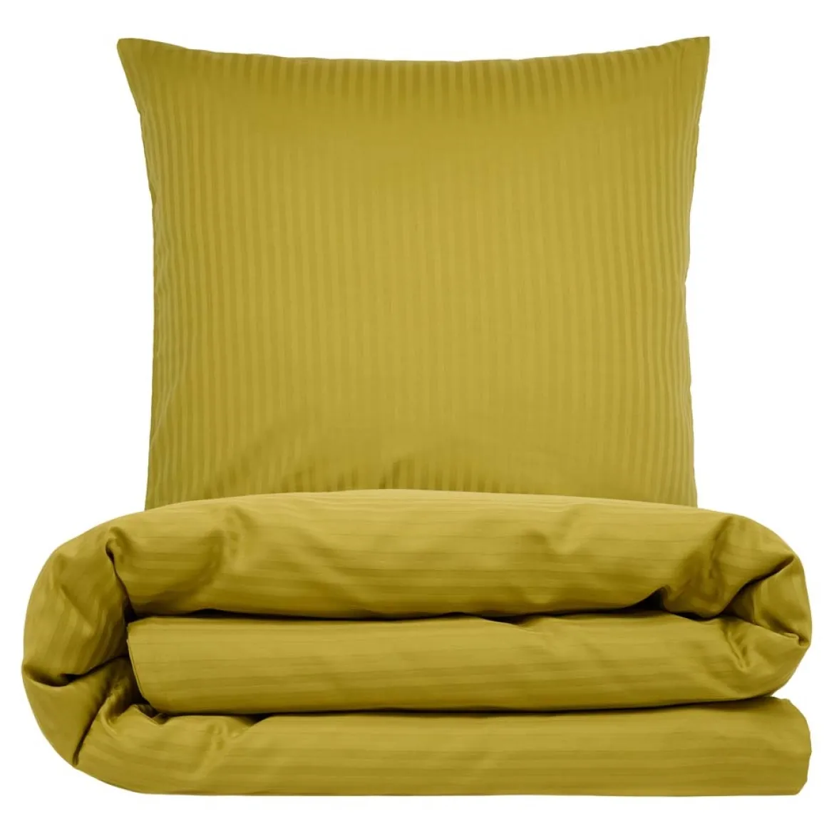 Sengetøj 140x200 cm - bomuldssatin - Smal stribet - lime - Prima