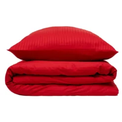 Sengetøj 240x220 cm - bomuldssatin - Smal stribet - rød - ProSleep