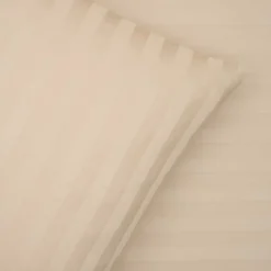 Sengetøj 140x200 cm - premium bomuld - Satin stribet - mokka - Luna Denmark