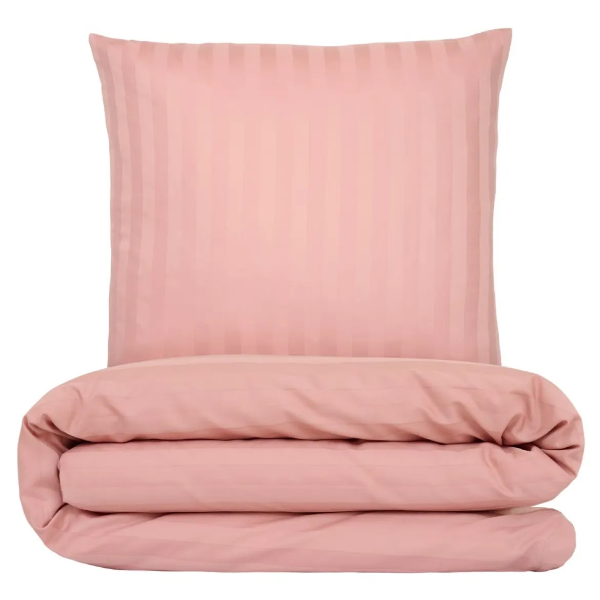 Sengetøj 140x220 cm - premium bomuld - Satin stribet - rosa - Luna Denmark