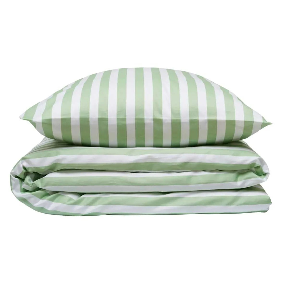 Sengetøj 140x200 / 50x70 cm - Kalle - green Stripe - Luna Denmark