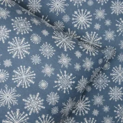 Sengetøj 150x210 / 50x60 cm - Snowflake - blå - bomuldsflonel - Luna Denmark