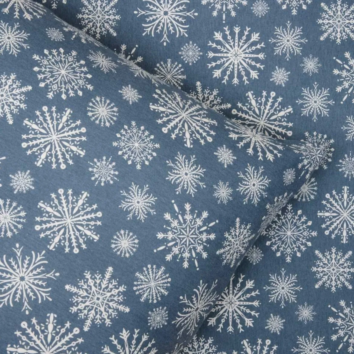 Sengetøj 150x210 / 50x60 cm - Snowflake - blå - bomuldsflonel - Luna Denmark