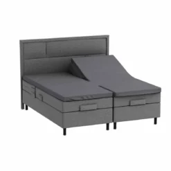 Splitlagen - H lagen 210x210 cm - premium bomuldssatin - antracit - Luna Denmark