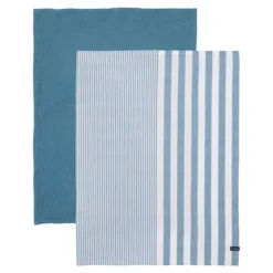 Viskestykke - bred stribet - blå - 2 stk. - Norø
