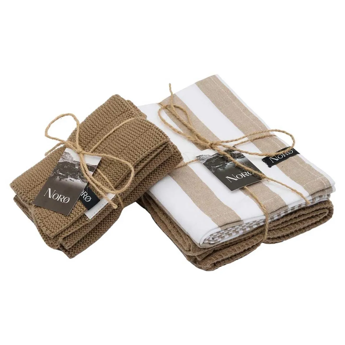 Viskestykke - bred stribet - taupe - 2 stk. - Norø
