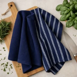 Viskestykke - smal stribet - navy - 2 stk. - Norø