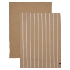 Viskestykke - smal stribet - taupe - 2 stk. - Norø